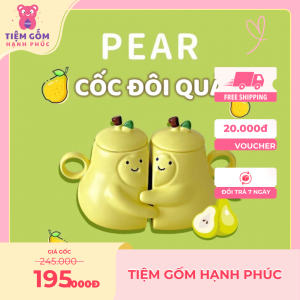 Cốc gốm sứ đôi quả lên