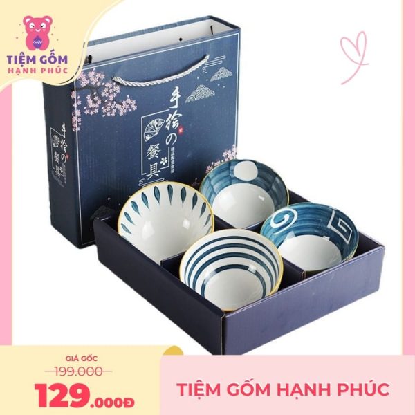 Bộ Bát Nhật Set 4 Bát - Tiệm Gốm Hạnh Phúc